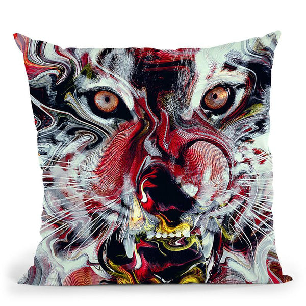 Tiger Abstract Throw Pillow By Riza Peker 