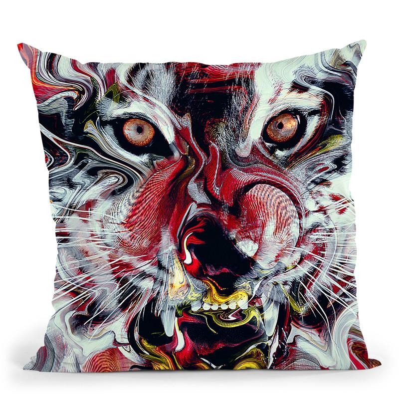 Tiger Abstract Throw Pillow By Riza Peker 