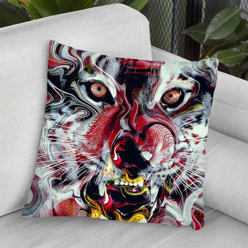 Tiger Abstract Throw Pillow By Riza Peker 