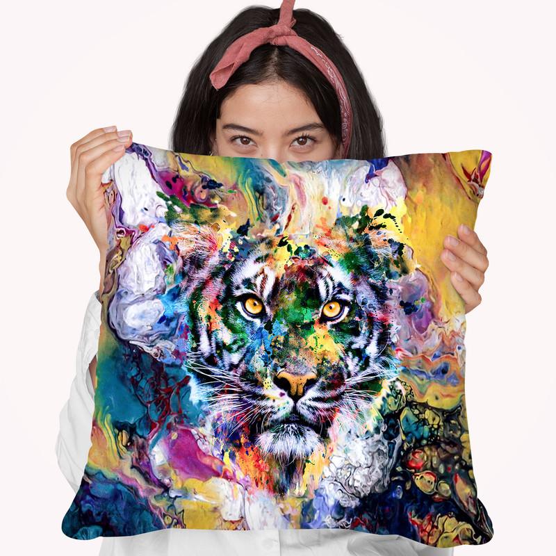 Tiger Iii Throw Pillow By Riza Peker 