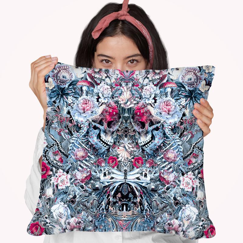Twin Skulls Throw Pillow By Riza Peker 