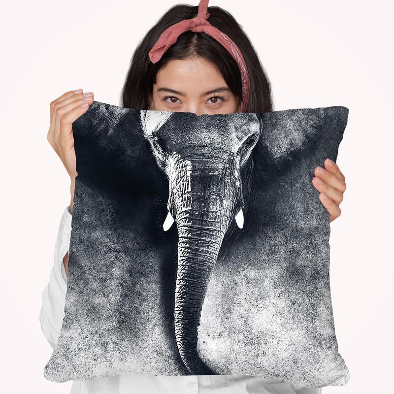 Elephant Black And White Throw Pillow By Riza Peker 