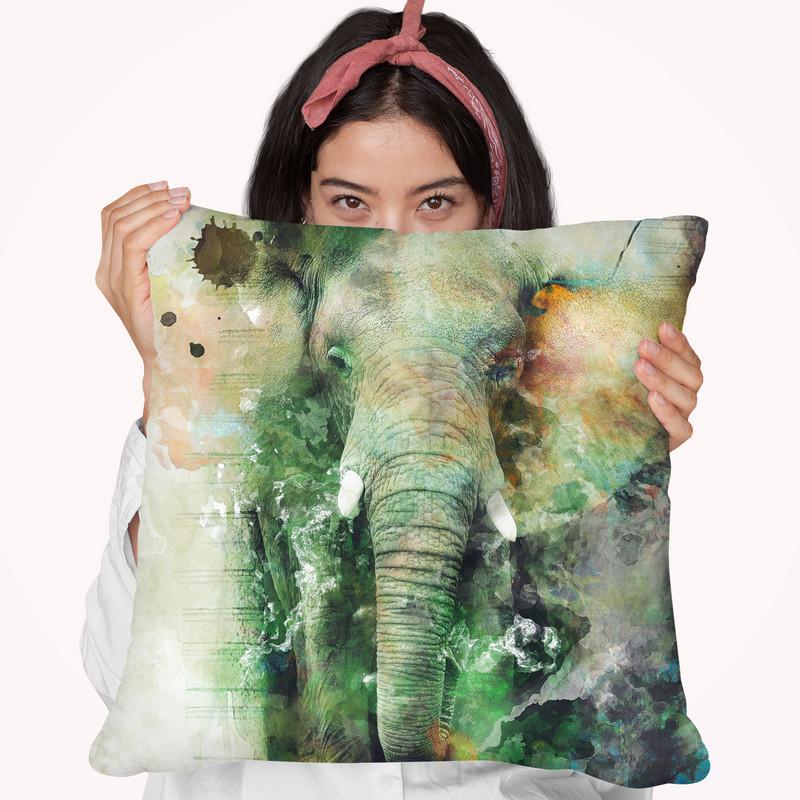 Elephant Throw Pillow By Riza Peker 