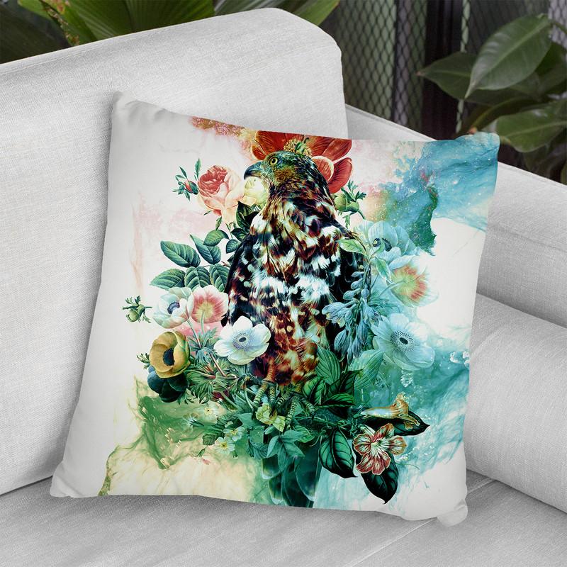 Bird In Flowers Throw Pillow By Riza Peker 
