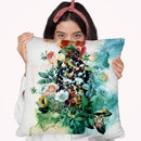Bird In Flowers Throw Pillow By Riza Peker 