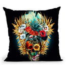 Floral Skull Vivid Throw Pillow By Riza Peker 