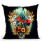 Floral Skull Vivid Throw Pillow By Riza Peker 