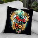 Floral Skull Vivid Throw Pillow By Riza Peker 