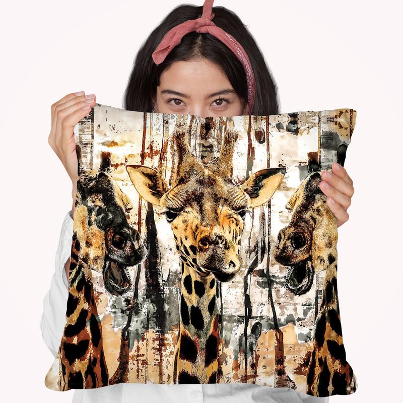 Giraffes Throw Pillow By Riza Peker 