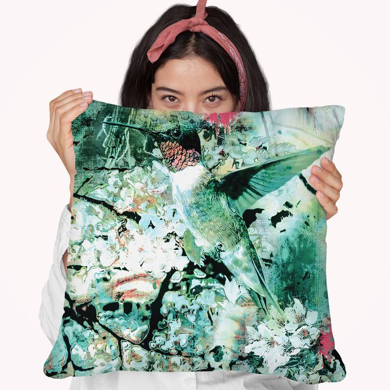 Hummingbird Throw Pillow By Riza Peker 