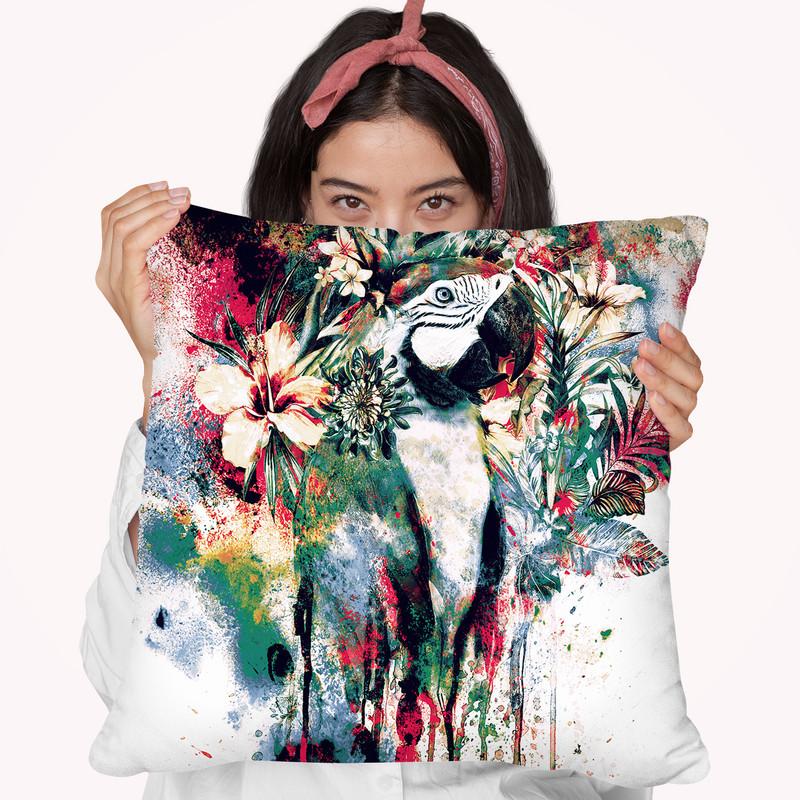 Interpretation Of A Dream-Parro Throw Pillow By Riza Peker 