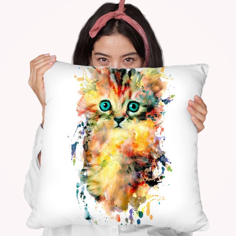 Kitten Throw Pillow By Riza Peker 