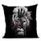 Lion - Red Eye Throw Pillow By Riza Peker 