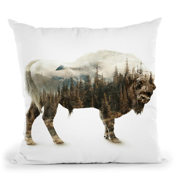 Bison Throw Pillow By Riza Peker 