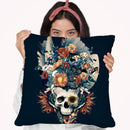 Skull And Flowers Throw Pillow By Riza Peker 