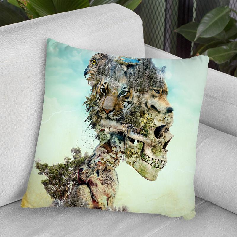 Nature Skull Throw Pillow By Riza Peker 