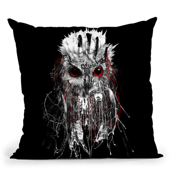 Owl - Red Eye Throw Pillow By Riza Peker 