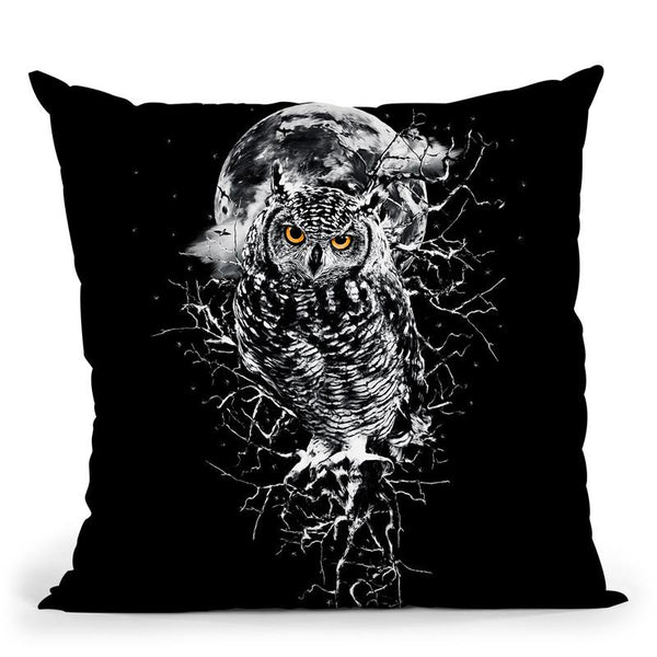 Owl Bw Throw Pillow By Riza Peker 