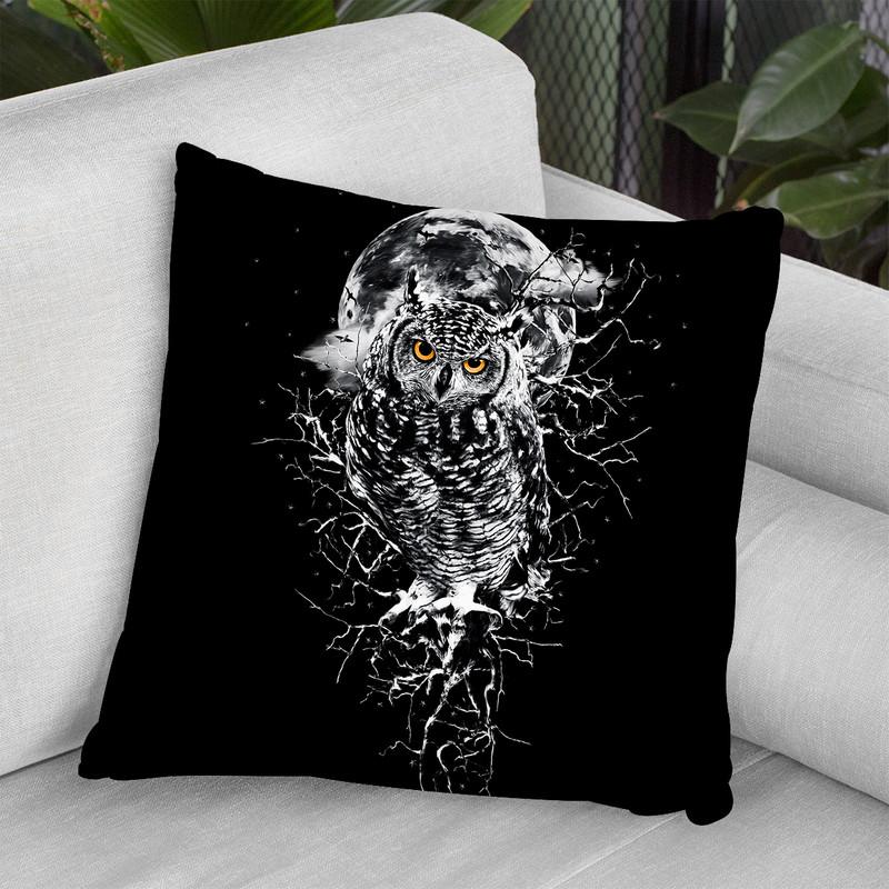 Owl Bw Throw Pillow By Riza Peker 