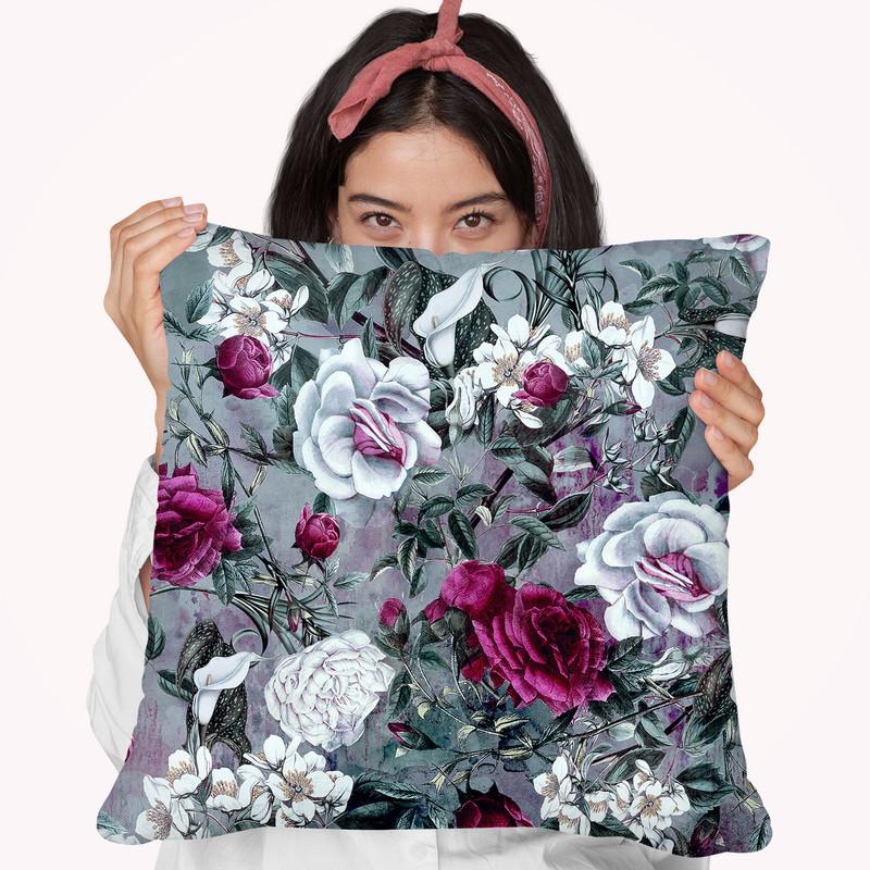 Botanical Flowers Throw Pillow By Riza Peker 