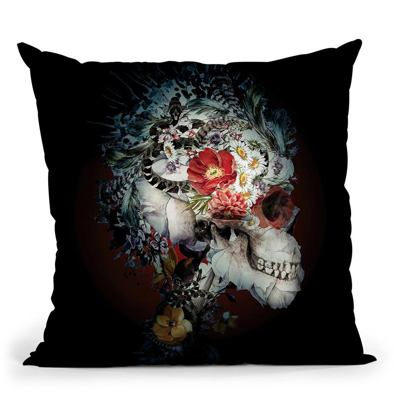 Skull I Black Series Throw Pillow By Riza Peker 