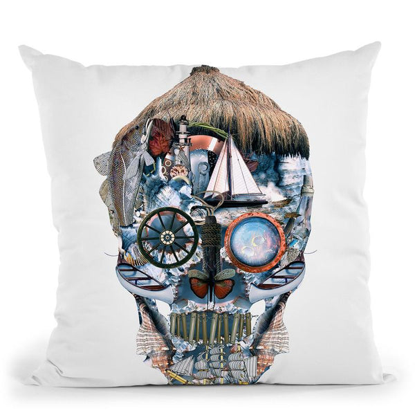 Skull Ocean Throw Pillow By Riza Peker 