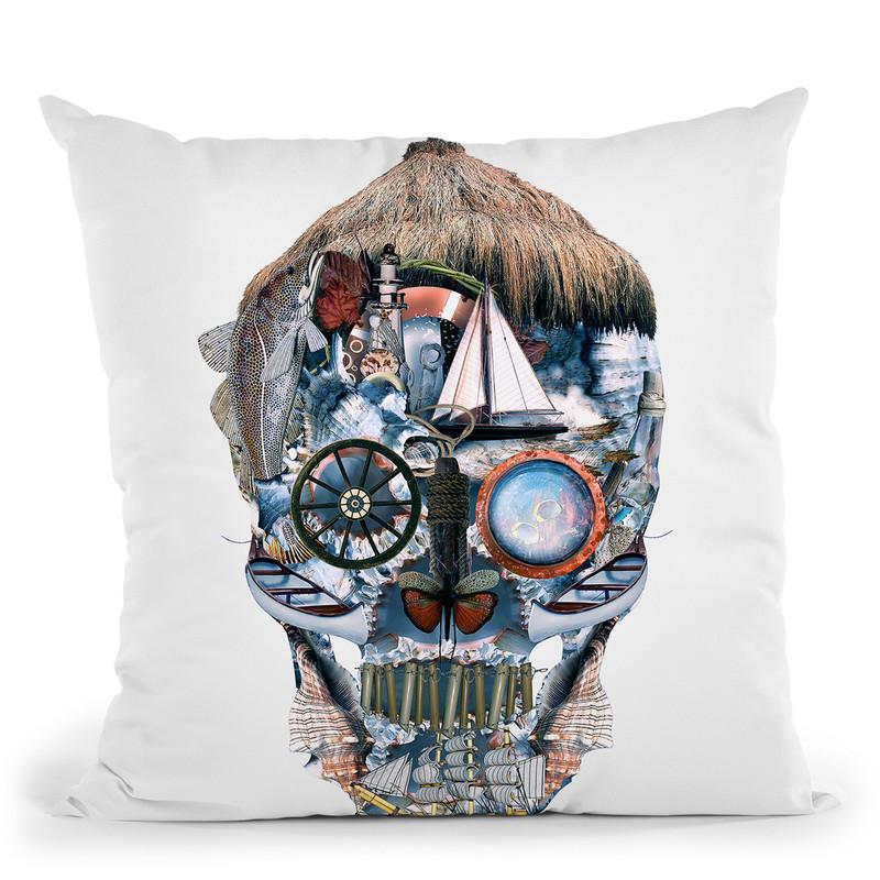 Skull Ocean Throw Pillow By Riza Peker 