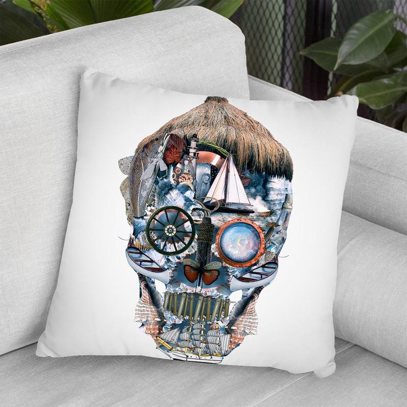 Skull Ocean Throw Pillow By Riza Peker 