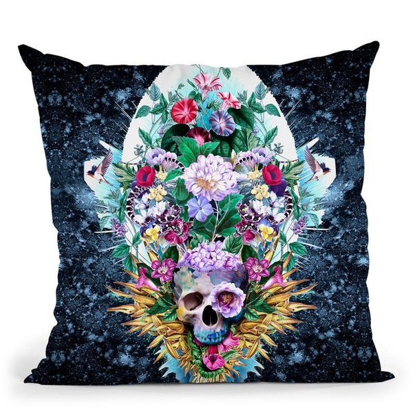 Skull Vivid Vi Throw Pillow By Riza Peker 
