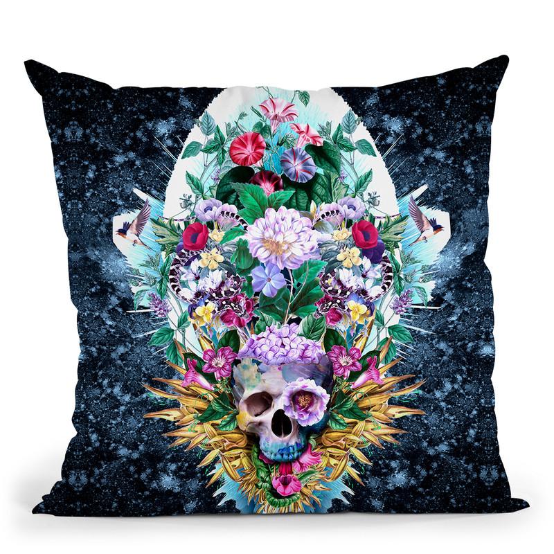 Skull Vivid Vi Throw Pillow By Riza Peker 