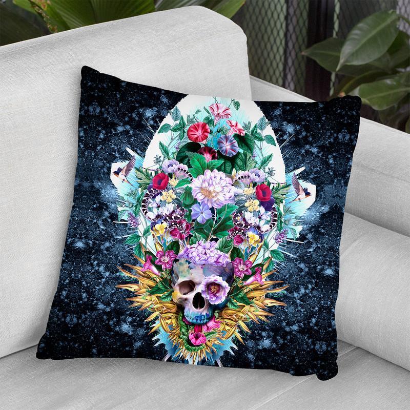Skull Vivid Vi Throw Pillow By Riza Peker 