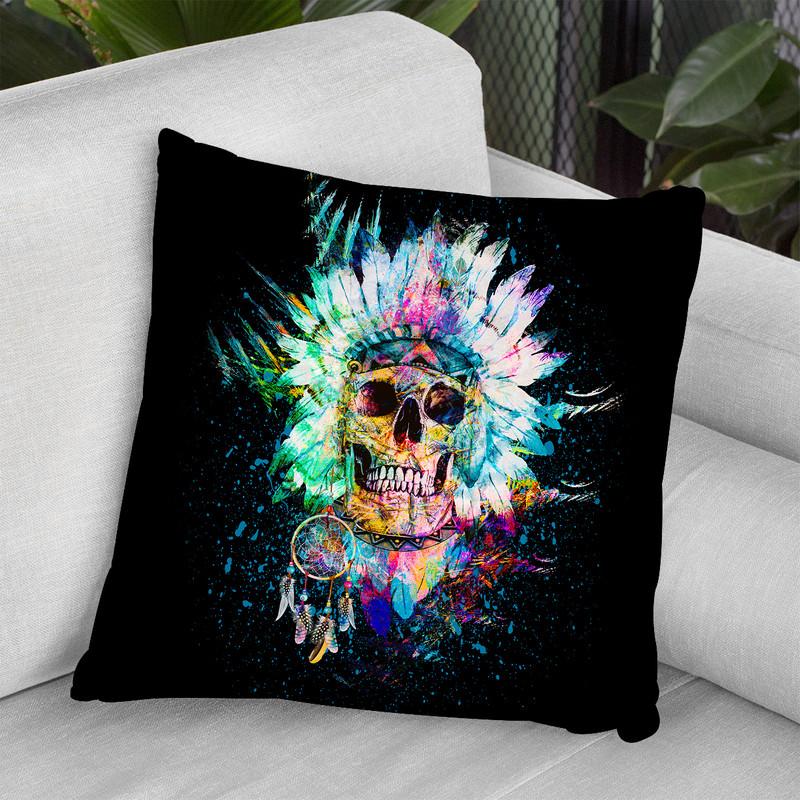 Skull Wild Spirit Throw Pillow By Riza Peker 