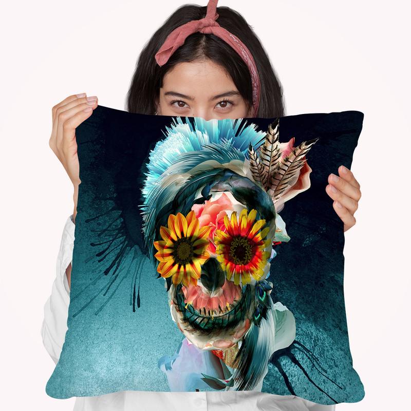 Skull Women Throw Pillow By Riza Peker 