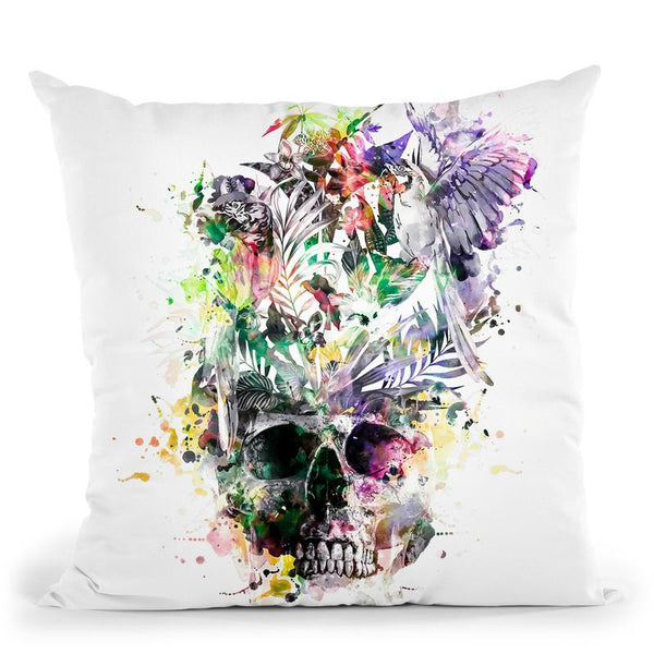 Skull-Parrots2 Throw Pillow By Riza Peker 