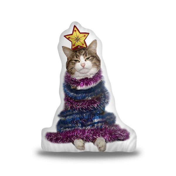Rexiecat Catmas Tree Throw Pillow