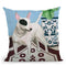English Bull Terrrier With Plant Throw Pillow By Sally B