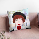 French Woman And Rose Throw Pillow By Sally B