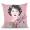 Woman With Deer Throw Pillow By Sally B