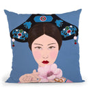 Chinese Woman Holding Flower Throw Pillow By Sally B