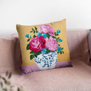 Chinoiserie Vase And Peony Throw Pillow By Sally B