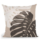 Beige Monstera Throw Pillow By Sisi And Seb