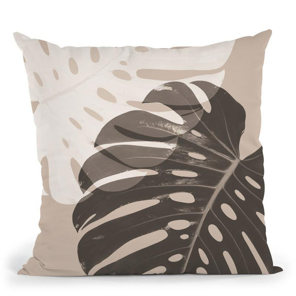 Beige Monstera Throw Pillow By Sisi And Seb