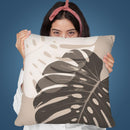 Beige Monstera Throw Pillow By Sisi And Seb
