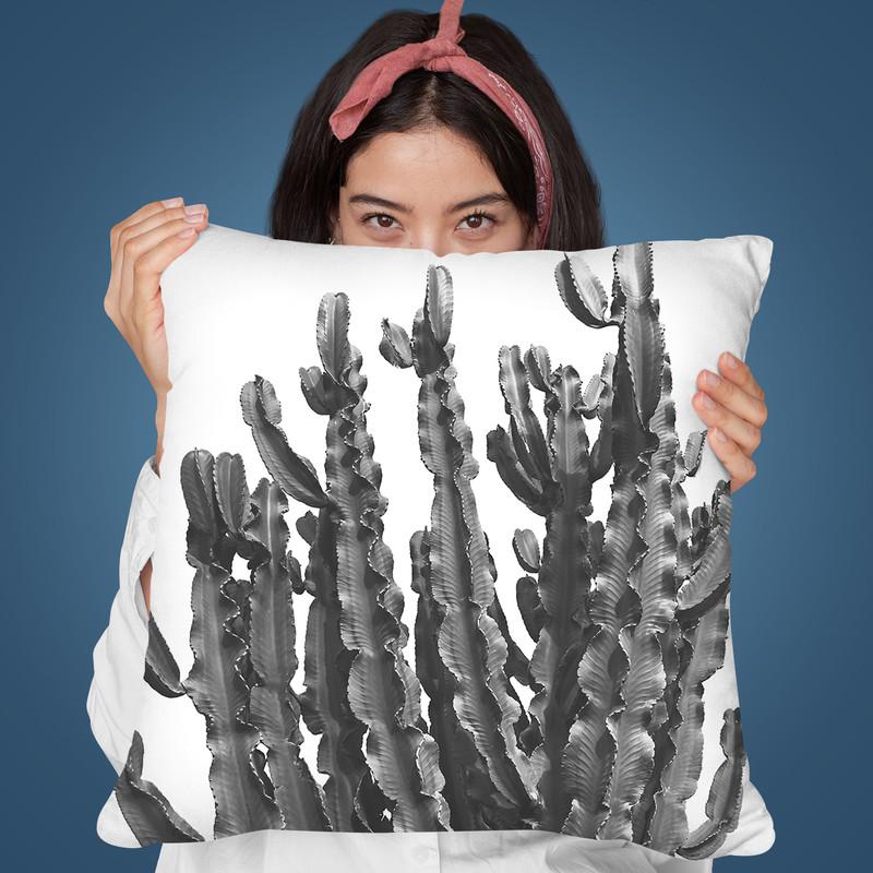 Big Cactus Bw Throw Pillow By Sisi And Seb