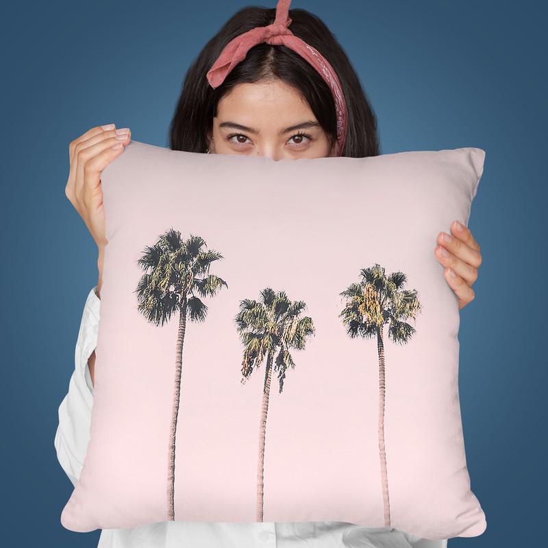 Blushing Palm Trees Throw Pillow By Sisi And Seb