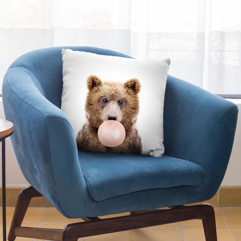 Bubble Gum Bear Throw Pillow By Sisi And Seb