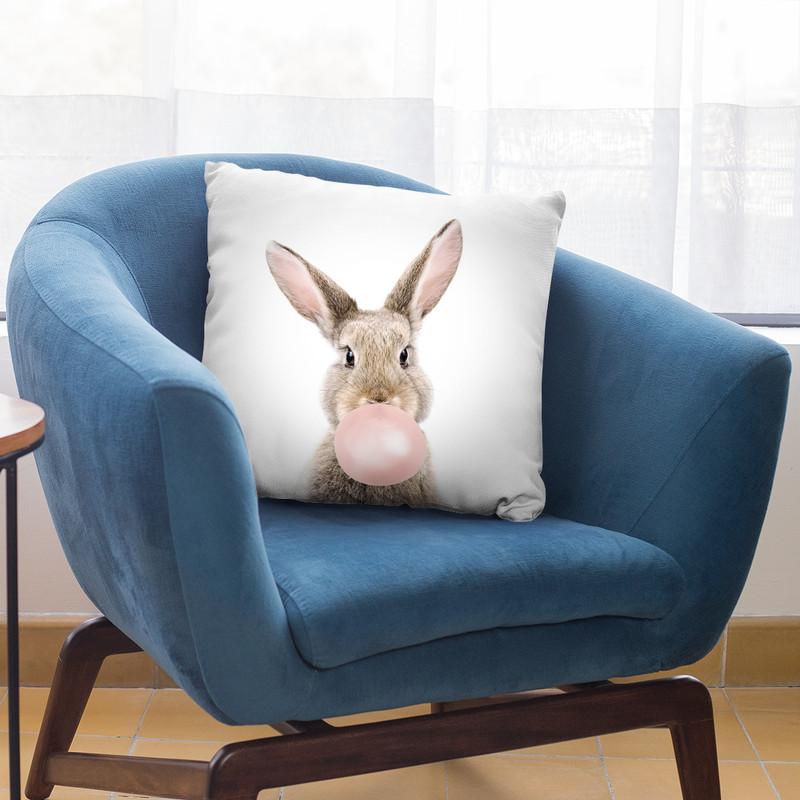 Bubble Gum Bunny Throw Pillow By Sisi And Seb