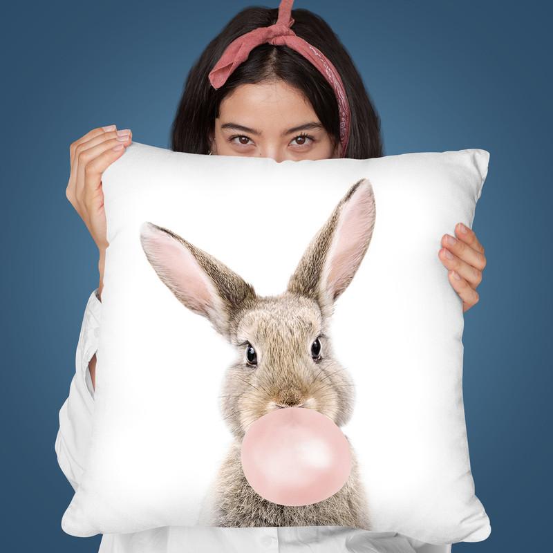 Bubble Gum Bunny Throw Pillow By Sisi And Seb