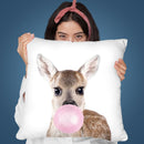 Bubble Gum Deer Throw Pillow By Sisi And Seb