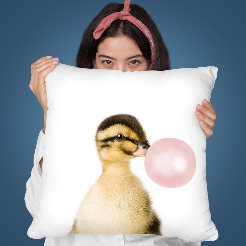 Bubble Gum Duck Throw Pillow By Sisi And Seb